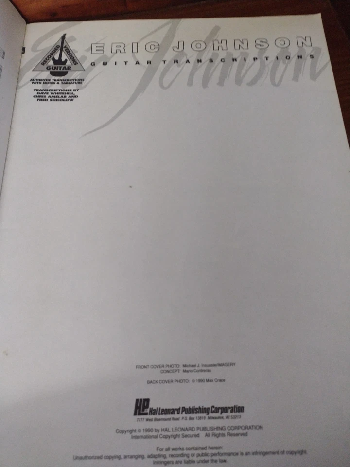 Eric Johnson Sing Songbook Guitar Transcriptions Guitar Tab Tablature Excellent - Image 2 of 4