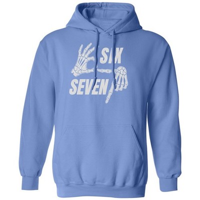 Six Seven 6 7 Viral Meme - Skeleton Hand Sign Funny Unisex Hooded Sweatshirt
