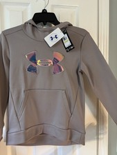 Under Armour Girls Fleece Iridescent Big Logo Hoodie - YMD youth medium - New
