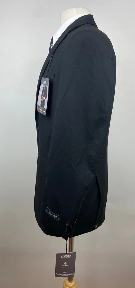 NUEVO KENNETH COLE Hombres 40R Negro Sólido Delgado 2 Piezas Traje Con Pantalones 33x32 Foto 4 de 4