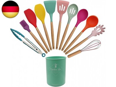 Kitchen Utensil Set, 12 Pieces Silicone Kitchen Utensils Set, Non-Stick Heat