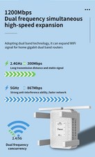 1200Mbps WiFi Extender Booster 5GHz/2.4GHz Dual Band WiFi Repeater 6 Antennas  