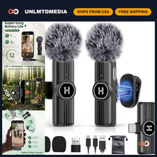 Mini Wireless Lavalier Microphone, Clip-On Mic with Noise Reduction for Clear Au