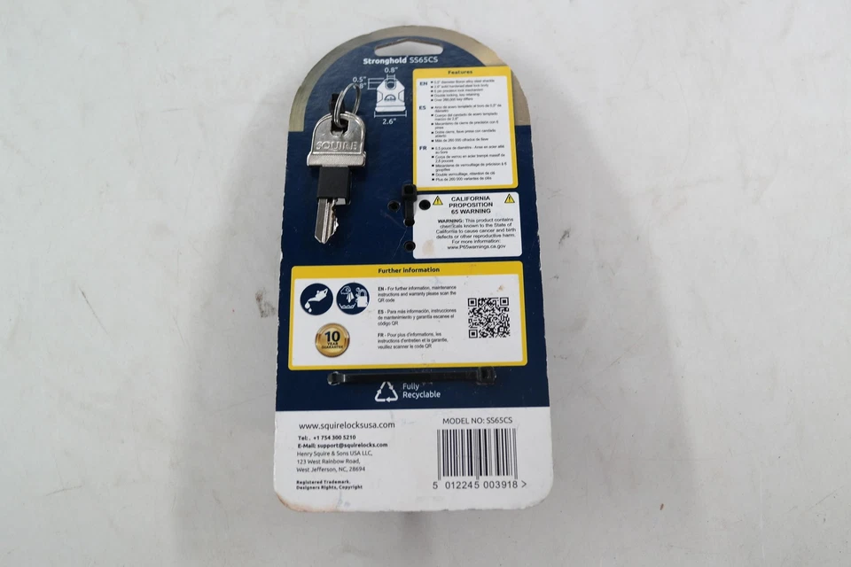 Squire Stronghold SS65CS Pro Max Closed Shackle Padlock 65mm w/ Keys Heavy Duty - Image 3 of 4