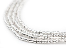 Shiny Silver Double Heishi Beads 2mm White Metal 24 Inch Strand