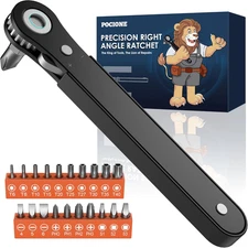 Right Angle Screwdriver Set: Mini Ratchet Screwdriver with Low Profile Offset Ha