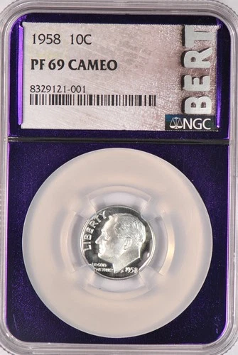 1958 Roosevelt Dime Proof NGC PF 69 CAMEO PR 69 CAM Frosty Silver Coin 10C