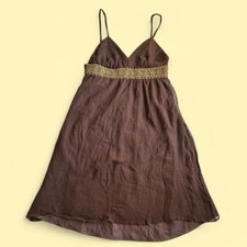 Vintage brown lace trim babydoll dress