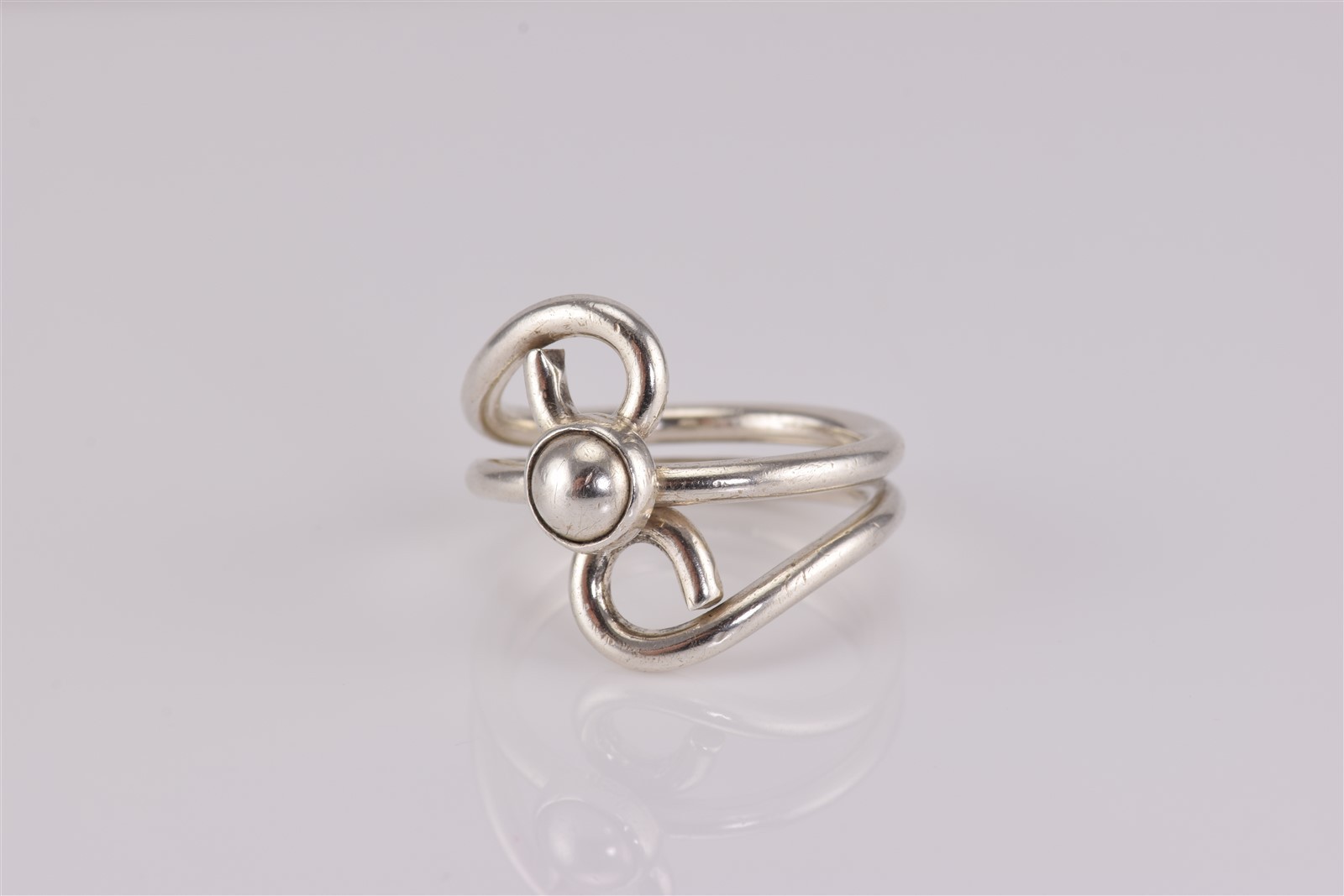 Sterling Silver Double Swirled Loop Polished Butt… - image 6