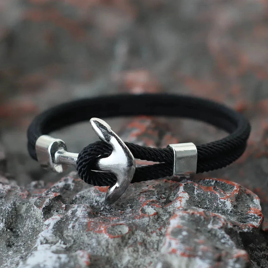 Pulsera Cuerda Ancla Náutica Marina 4MM Cordón Surf Playa Tema Hombres Joyería Foto 2 de 4