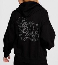 Victoria s Secret PINK BLING IVY Fleece Campus Full-Zip Hoodie XSMALL