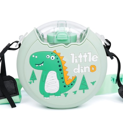 13oz Little Dino Water Bottle with Straw for , BPA Free & Leak Proof Sports C...