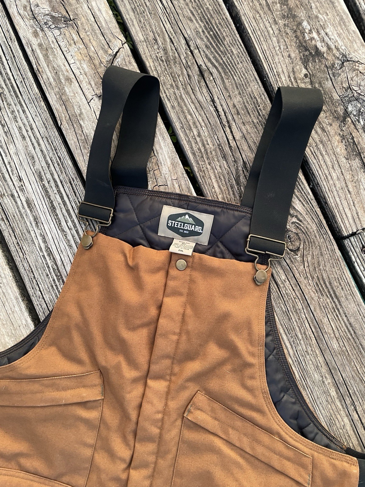 Steel Guard Heavy Coveralls 2 XL Adjustable ShoulderStrapsInsulated Brown Canvas