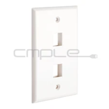 Keystone Jack Wall Plate Dual 2 Hole Port Faceplate Network CAT5 CAT6 RJ45 White