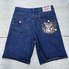 vintage men  s y2k embroidered true religion shorts Joey Buddha size 40