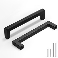 Homdiy 35 Pack Black Cabinet Handles 5-1/16 Inch128 Mm Hole Centers Matte Black