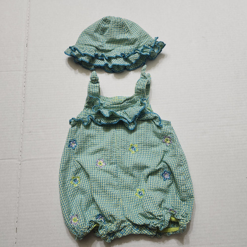 Conjunto mameluco Baby Connection 3-6 meses con sombrero flor azul amarillo - Imagen 1 de 8