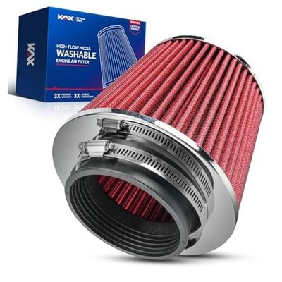 Premium Washable Engine Air Filter, Universal Clamp-On Air Intake Filter,