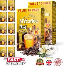 NY Coffee 3 in 1 Vanilla 100 Sachets Sticks 10x10pk Instant White & Sugar