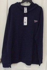 REEBOK Sm Logo Men's Fleece Hoodie Pullover Sweatshirt NAVY BLUE Sz 2XL NWT