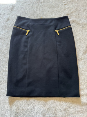 Black Michael Kors Pencil Skirt with Gold Zippers Size 8