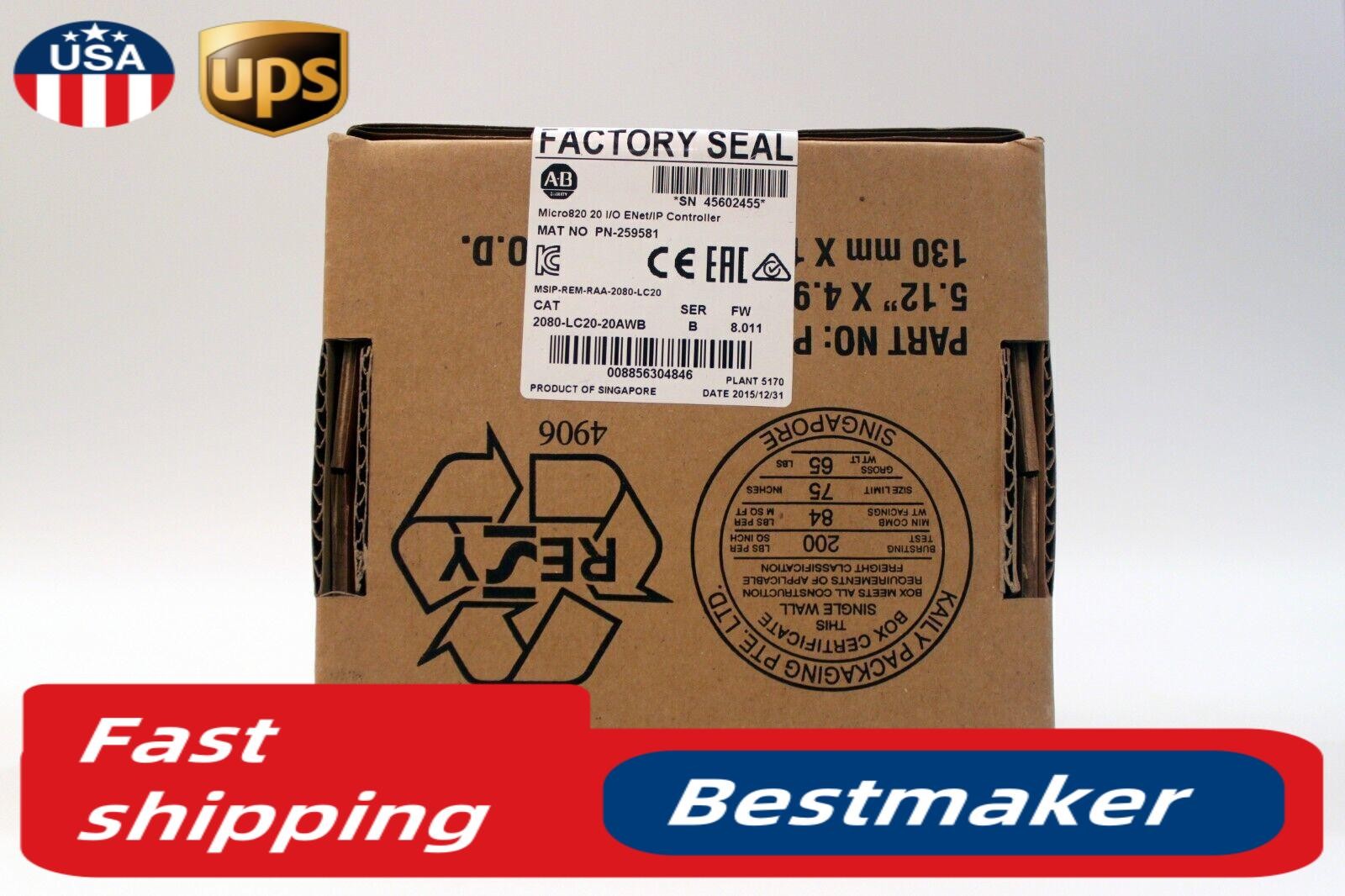 NEW Allen Bradley 2080-LC20-20AWB Micro820 20 I/O ENet/IP Controller UPS Shippin