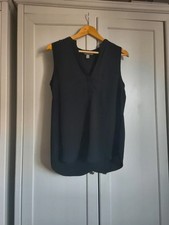H&M Black Sleeveless Blouse plain colour casual shirt summer top UK size 10
