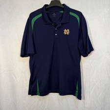 Notre Dame Fighting Irish Polo Golf Shirt Short Sleeve Blue Green Embroidered XL