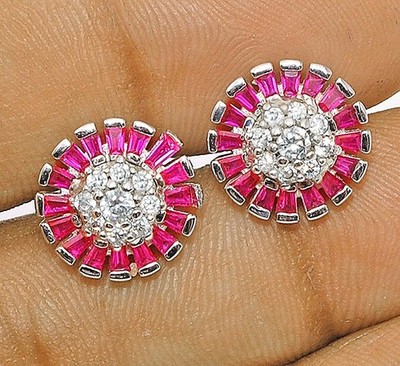 Wärmebehandelter rosa Topas 925 massiv Sterling Silber Ohrringe Schmuck