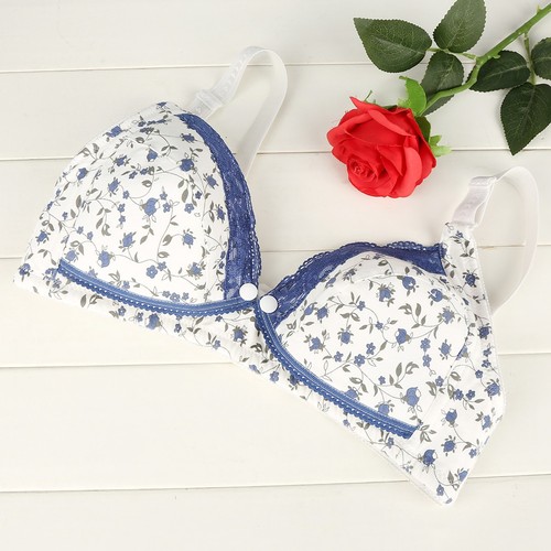 Soutien-Gorge D'Allaitement Coton Pré-Ouverture – Maternité Confort Allaitement – Bleu Pommetier – Tailles 80-90 Bonnet C