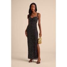 Lulus A-lister Black Rhinestone Bustier Maxi Dress - Size M