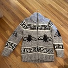 Vintage Longhouse Wool Cowichan Sweater Thunderbird Zip, Fit medium, no label — photo 3