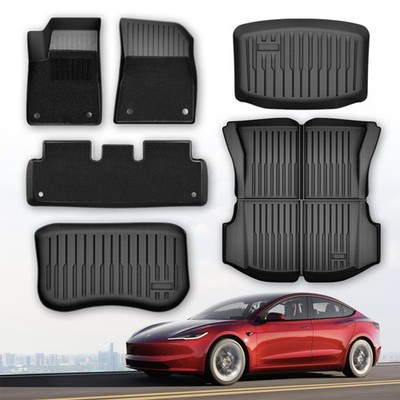 Femibon Tesla Model 3 Floor Mats with Carpet Inserts(9 PCS), Model 3 2017-2023