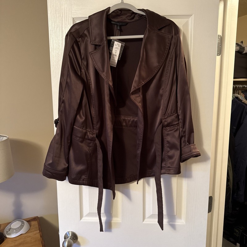 NWT White House Black Market Soft Fem Jacket Trench Coat, Size 12