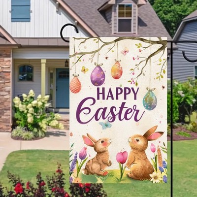 Easter Garden Flag 12x18 Double Sided Happy Easter Garden Flags for Outside Spri