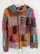 Little Katmandu Patchwork Hoodie Cardigan Hippie Festival Cottom Small Boho