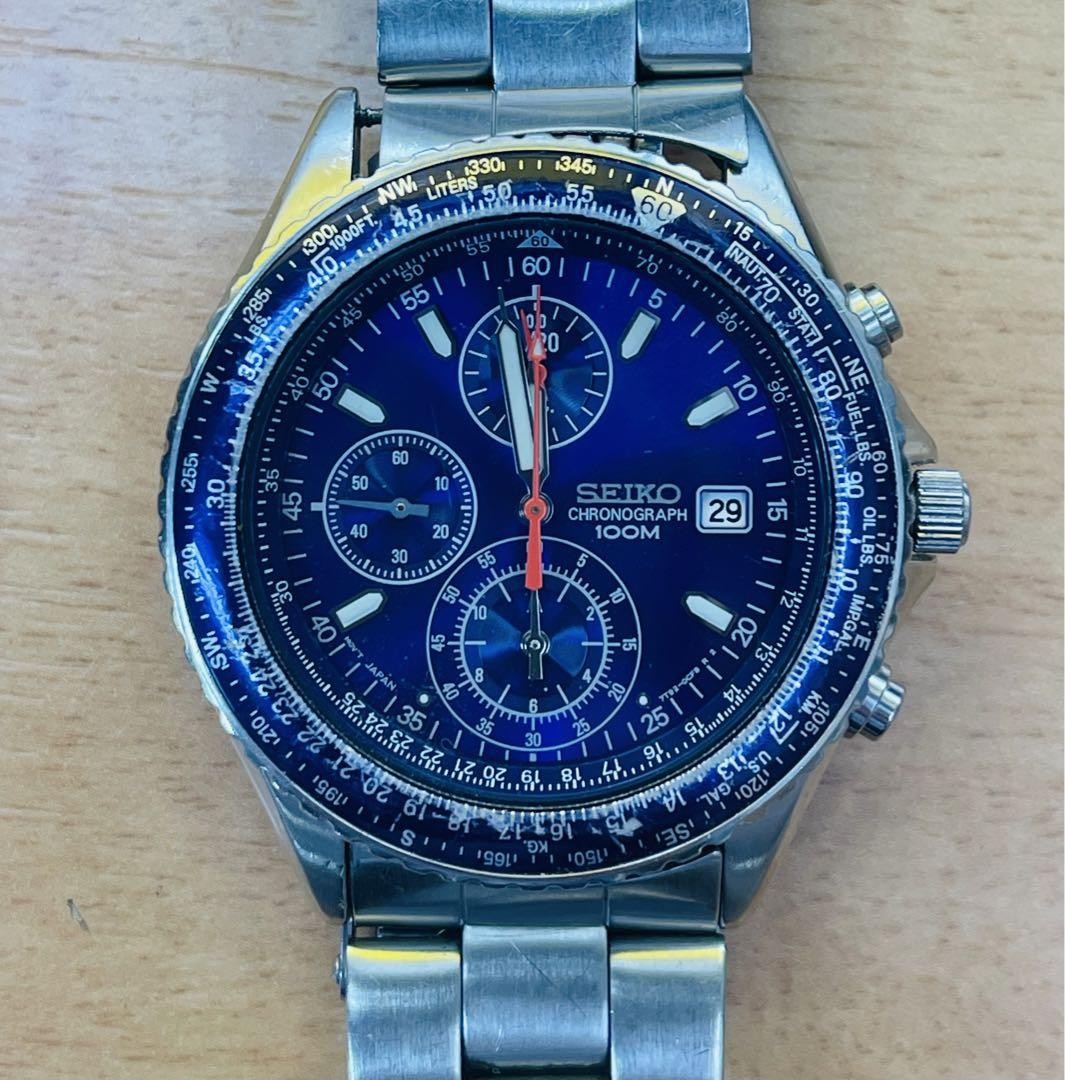 SEIKO Chronograph Watch 100M Water Resistant Sports Timepiece