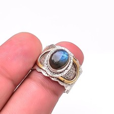 Labradorite - Madagascar Oxidised 925 Sterling Silver Ring S.7.5 R23