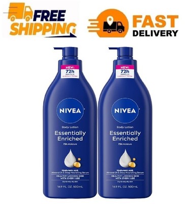 NIVEA Essentially Enriched Body Lotion for Dry Skin, Pack of 2, 16.9 Fl Oz Pump