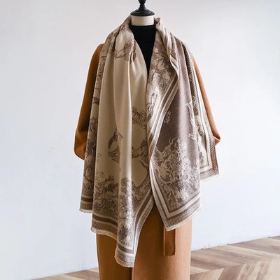 Winter Warm Cashmere Scarf for Women Luxury Pashmina Blanket Thick Shawl Wrap Ne