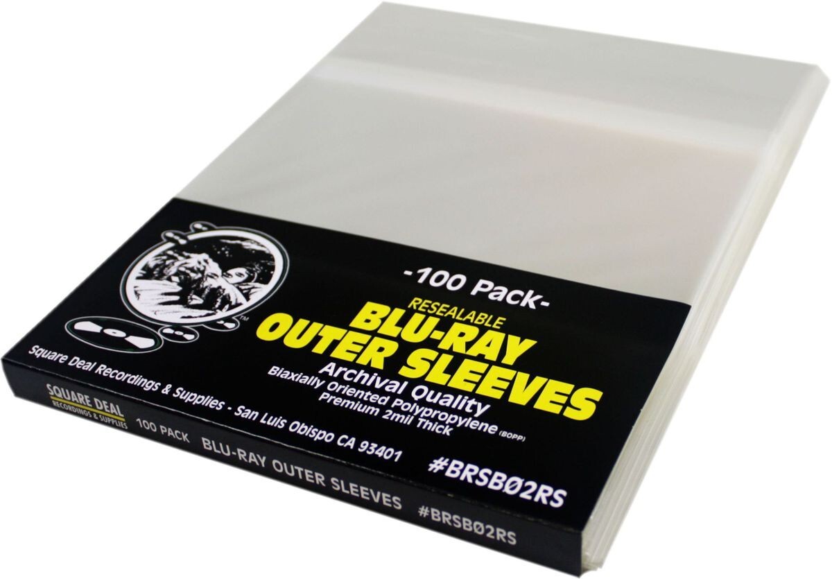 100) Blu-Ray Outer Sleeves RESEALABLE 12mm Case HD DVD PS3