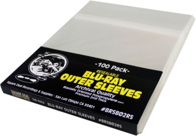 (100) Blu-Ray Outer Sleeves RESEALABLE 12mm Case HD-DVD PS3 Box Bags Covers 2mil