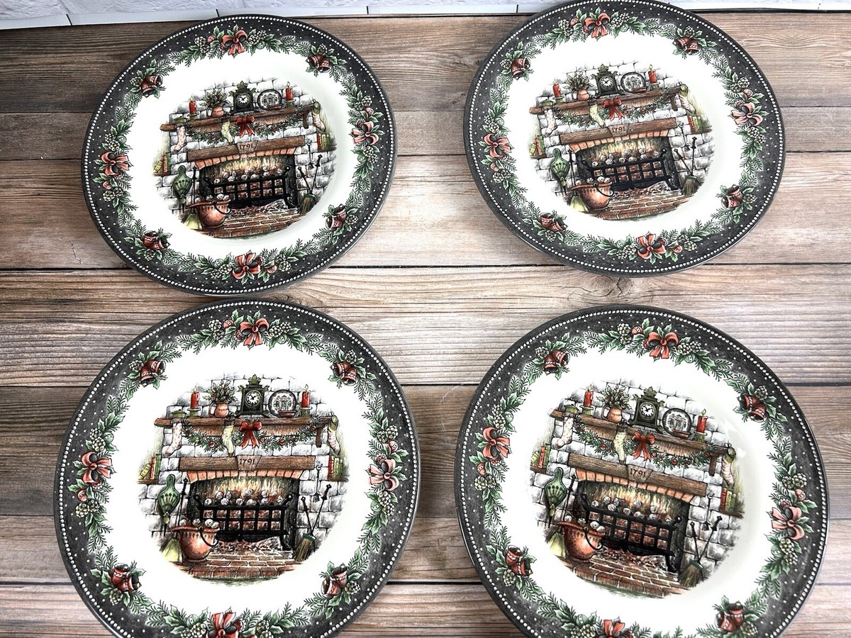 Royal Stafford Christmas Eve Fireplace 8” Salad Appetizer Plates