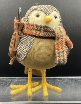 Rare Target Spritz 2017 Fall Harvest Fabric Bird Tweed Coat Plaid Scarf Brown