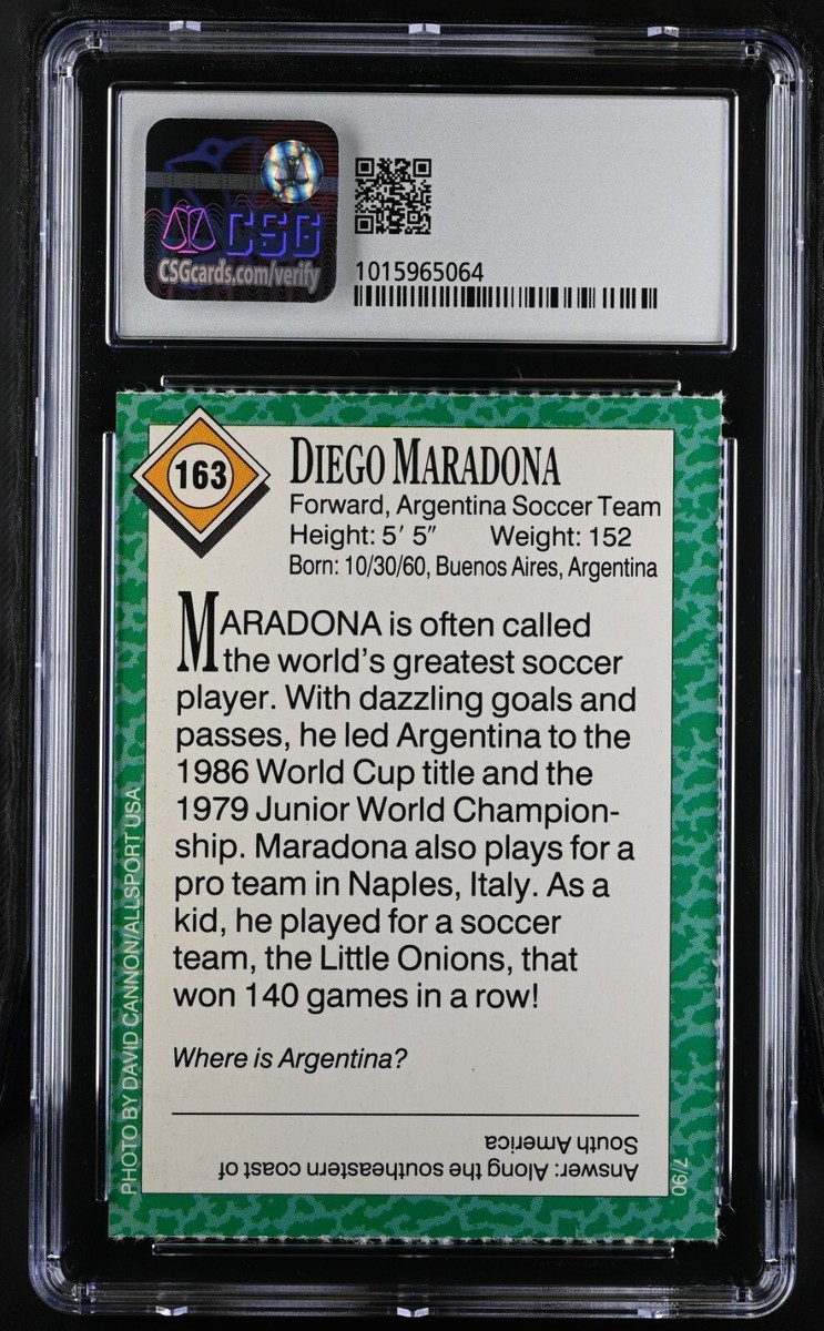 Carte Diego Maradona 1990 Sports Illustrated - Gradée BGS 8 NM-MT