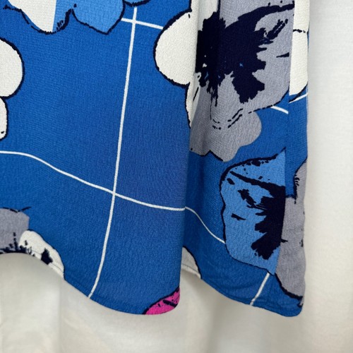 Mister Zimi Blue Check Floral Print Delhi Peggy Dress Size 6 Flare Frill Sleeve - Picture 8 of 13