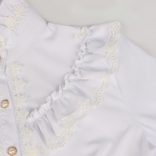Victorian Women Shirt with Jabot Lady Classic Lolita Blouse Top Shirt Christmas - Picture 27 of 47
