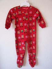 Toddler/Child One Piece Holiday Fleece Pajamas Reindeer Print