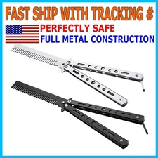 Butterfly Trainer Training Dull Tool Black Metal knife Practice Stainless Steel