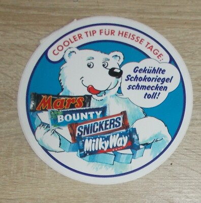 Vintage Decal | Sticker Mars Snickers Bounty Milky Way Cooler Tip Polar Bear
